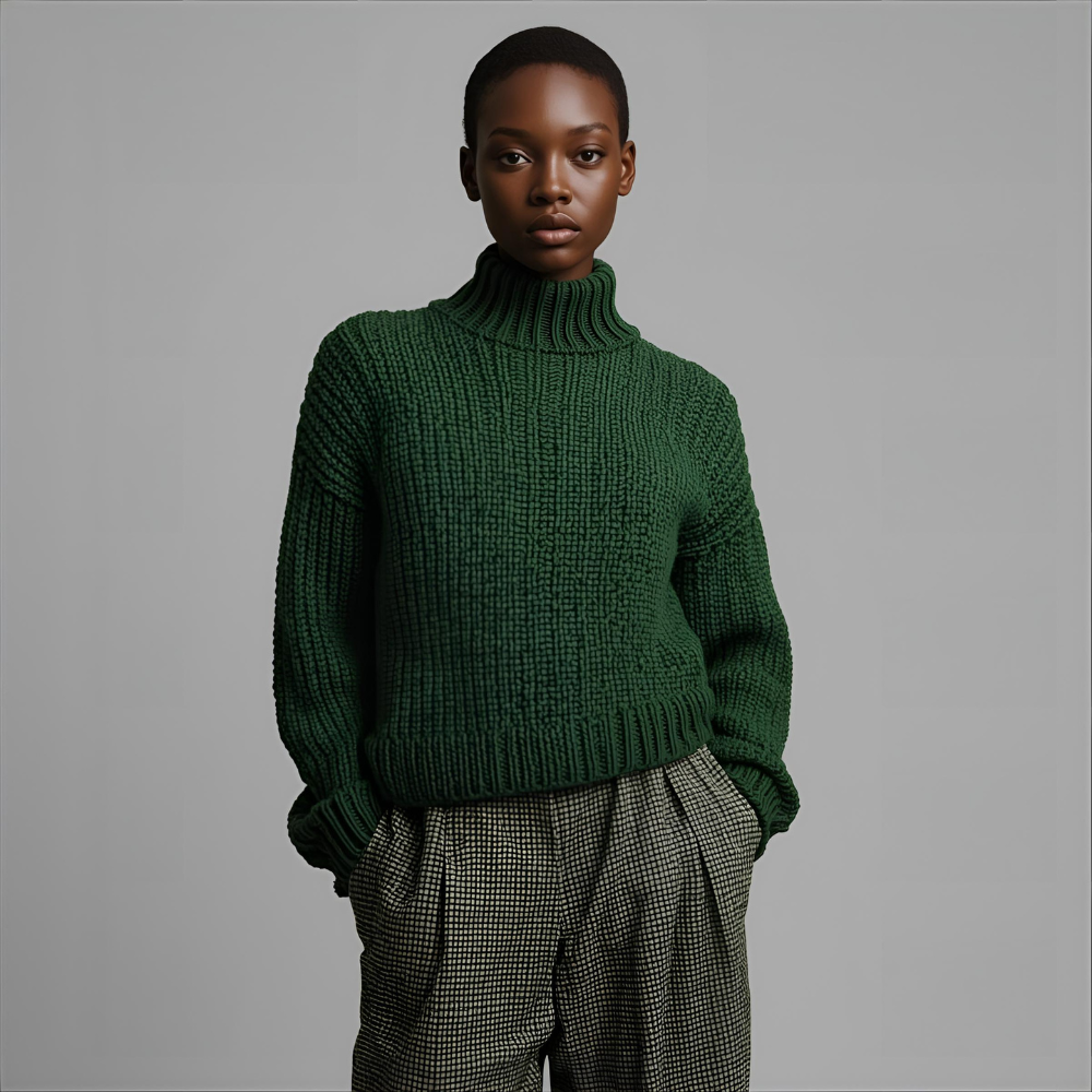 VERDANIA | Green Warm & Relaxed Knitwear Sweater